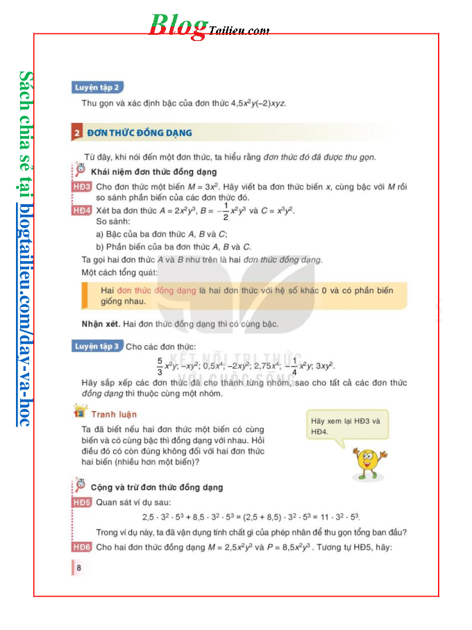 Toán lớp 8 Tập 1 Kết nối tri thức pdf (trang 8)