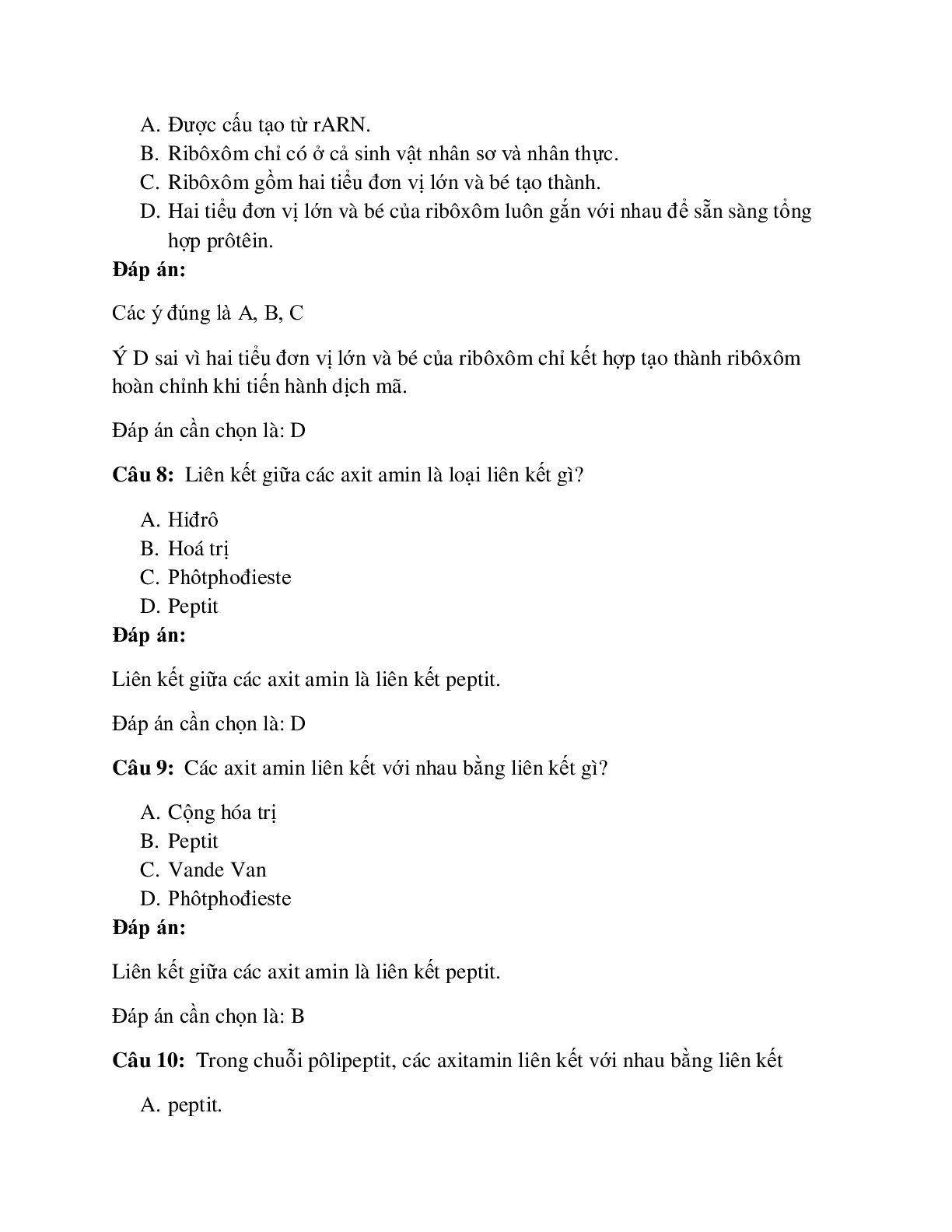 200 câu Trắc nghiệm Sinh học 12 Bài 2 có đáp án 2023: Phiên mã và dịch mã (trang 3)