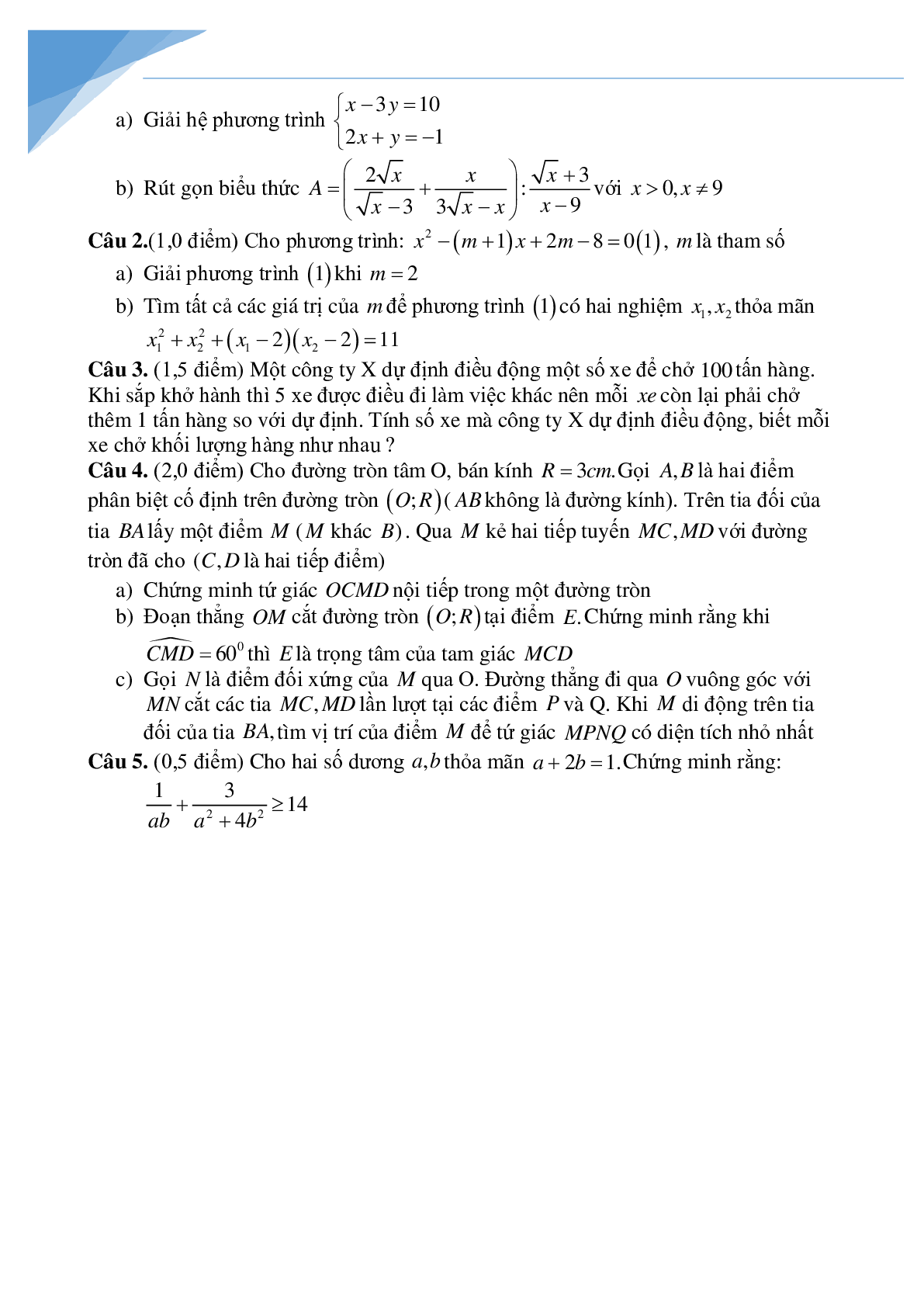 Bộ đề toán vào lớp 10 tỉnh Bắc Giang (trang 3)