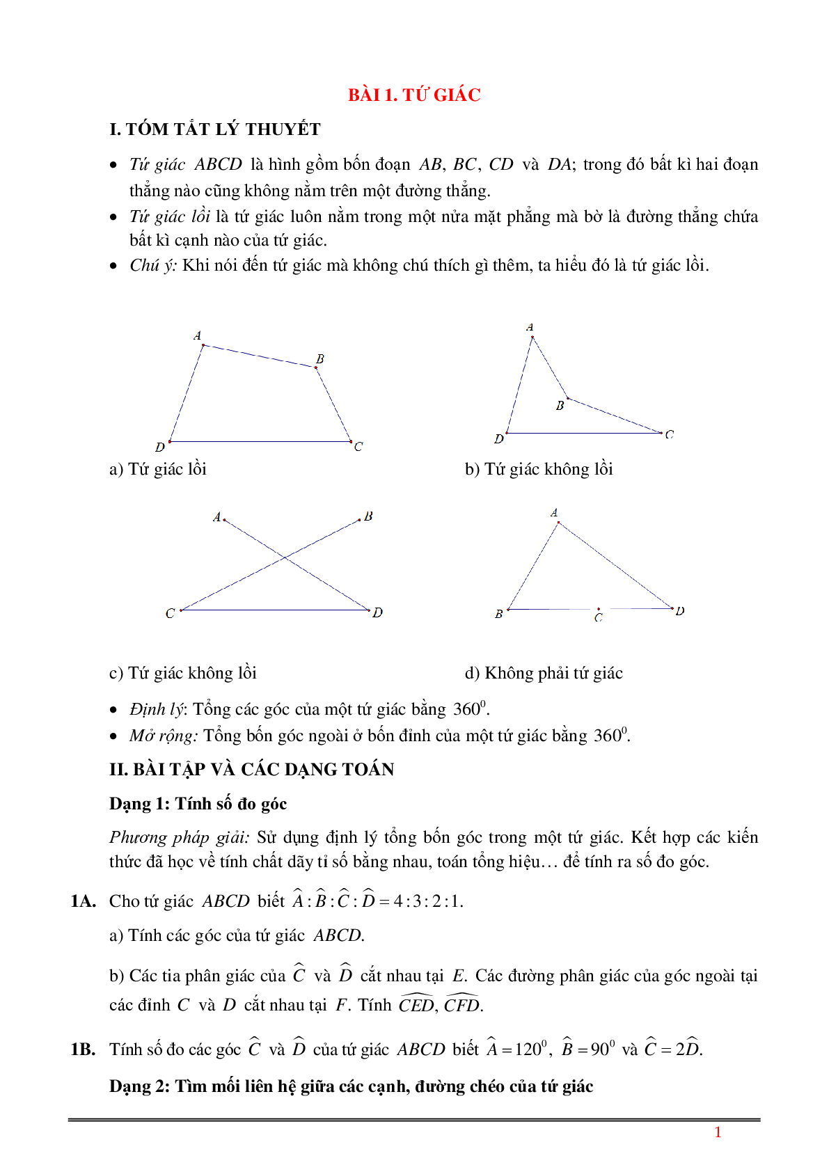 Củng cố ôn luyện Hình học 8 Kì 1 (trang 1)