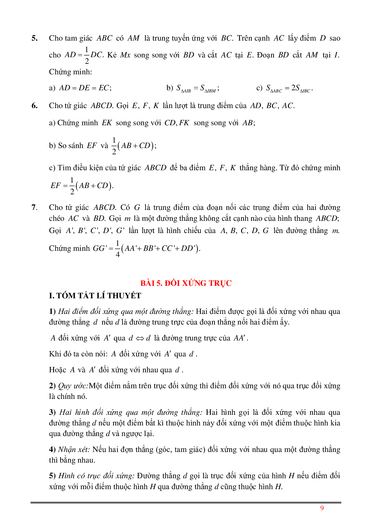 Củng cố ôn luyện Hình học 8 Kì 1 (trang 9)