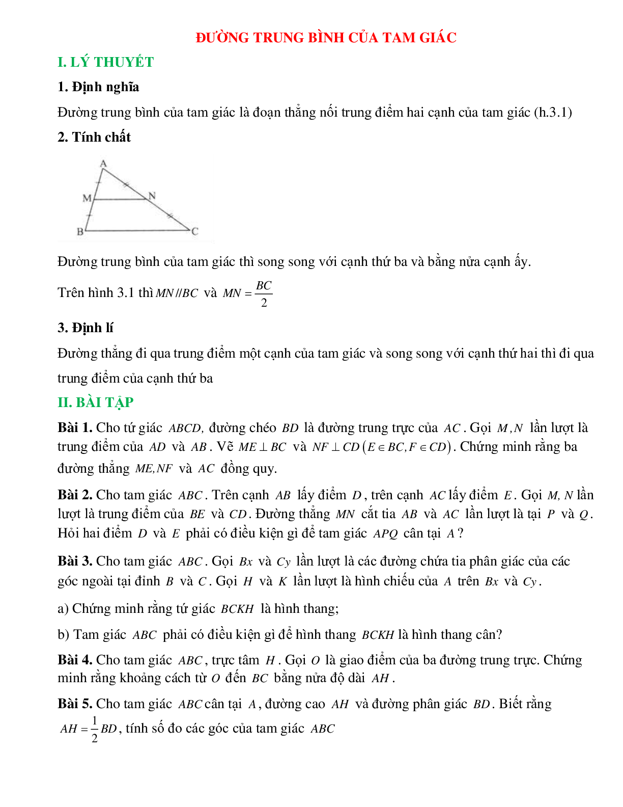 Đường trung bình của tam giác (trang 1)