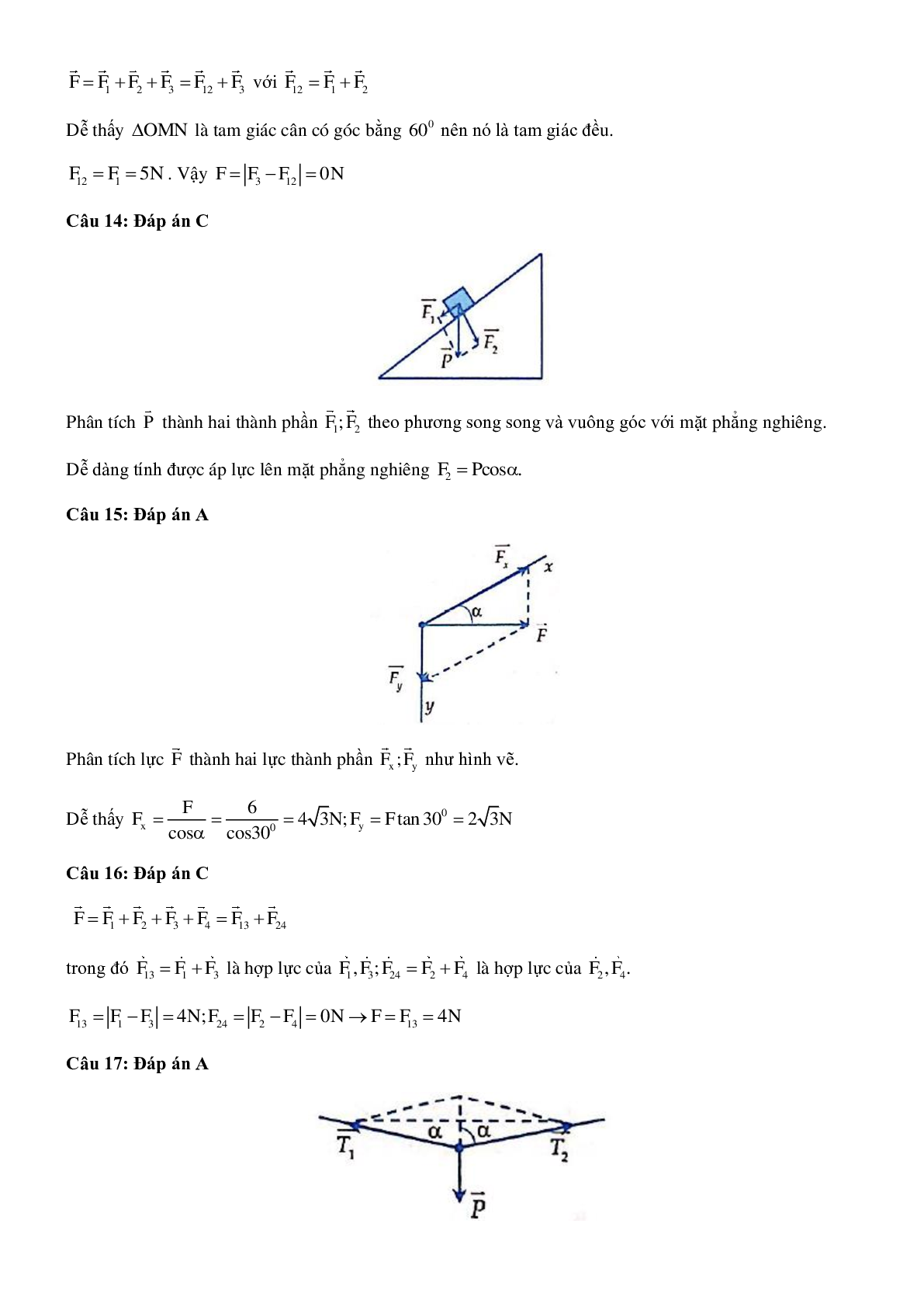Các dạng bài tập Tổng hợp và phân tích lực, điều kiện cân bằng của chất điểm môn Vật lý lớp 10 (trang 10)