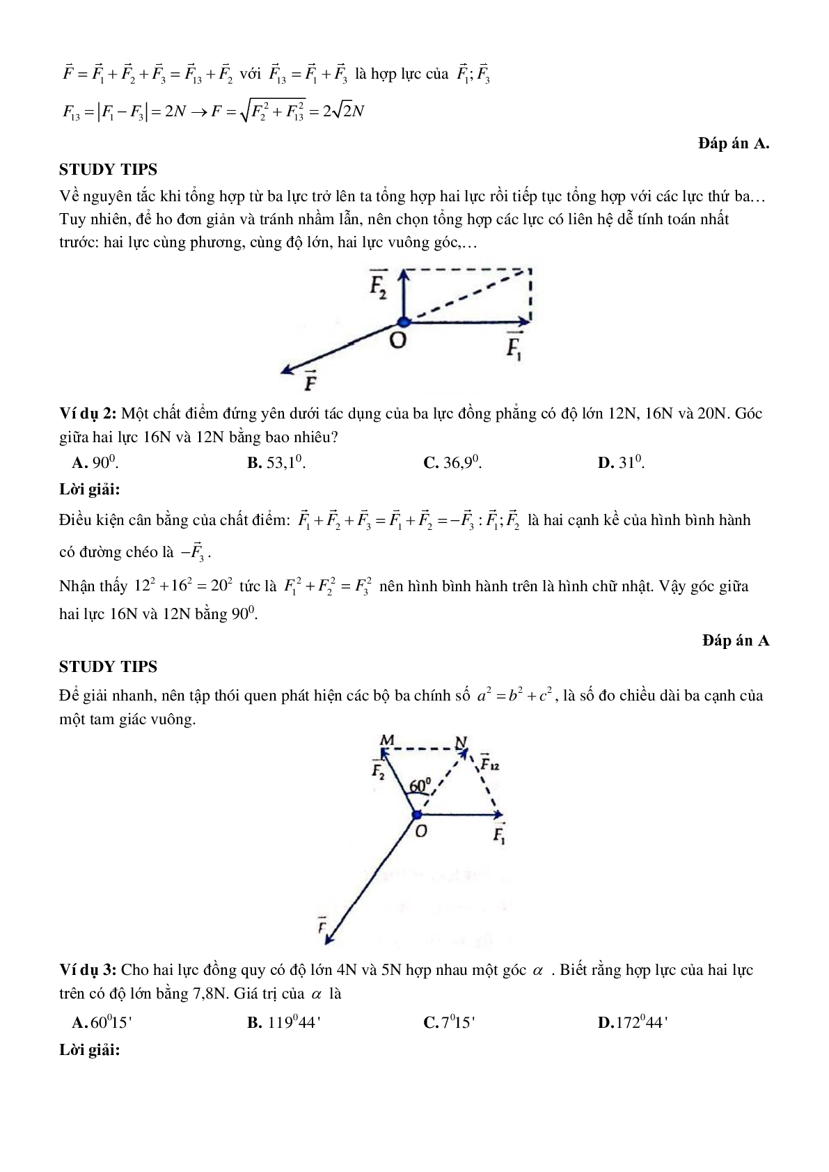 Các dạng bài tập Tổng hợp và phân tích lực, điều kiện cân bằng của chất điểm môn Vật lý lớp 10 (trang 3)