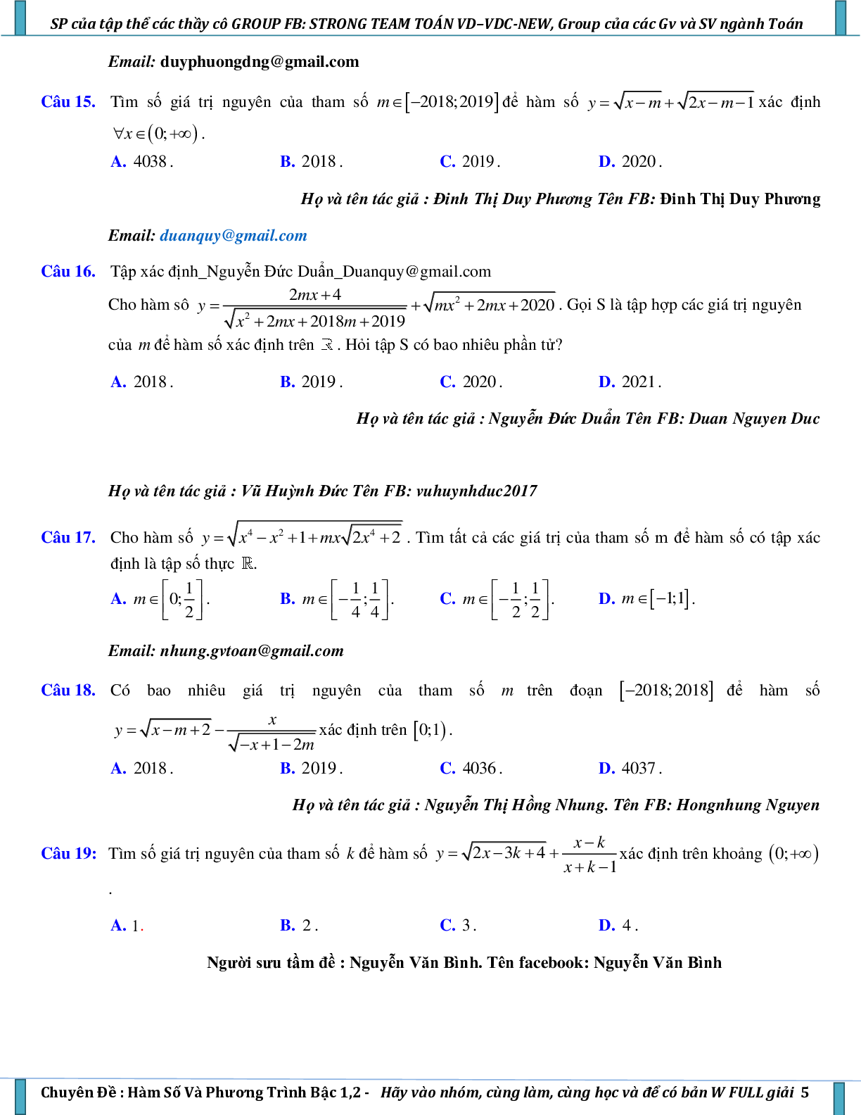 Vận dụng – vận dụng cao hàm số và phương trình bậc nhất, bậc hai (trang 5)