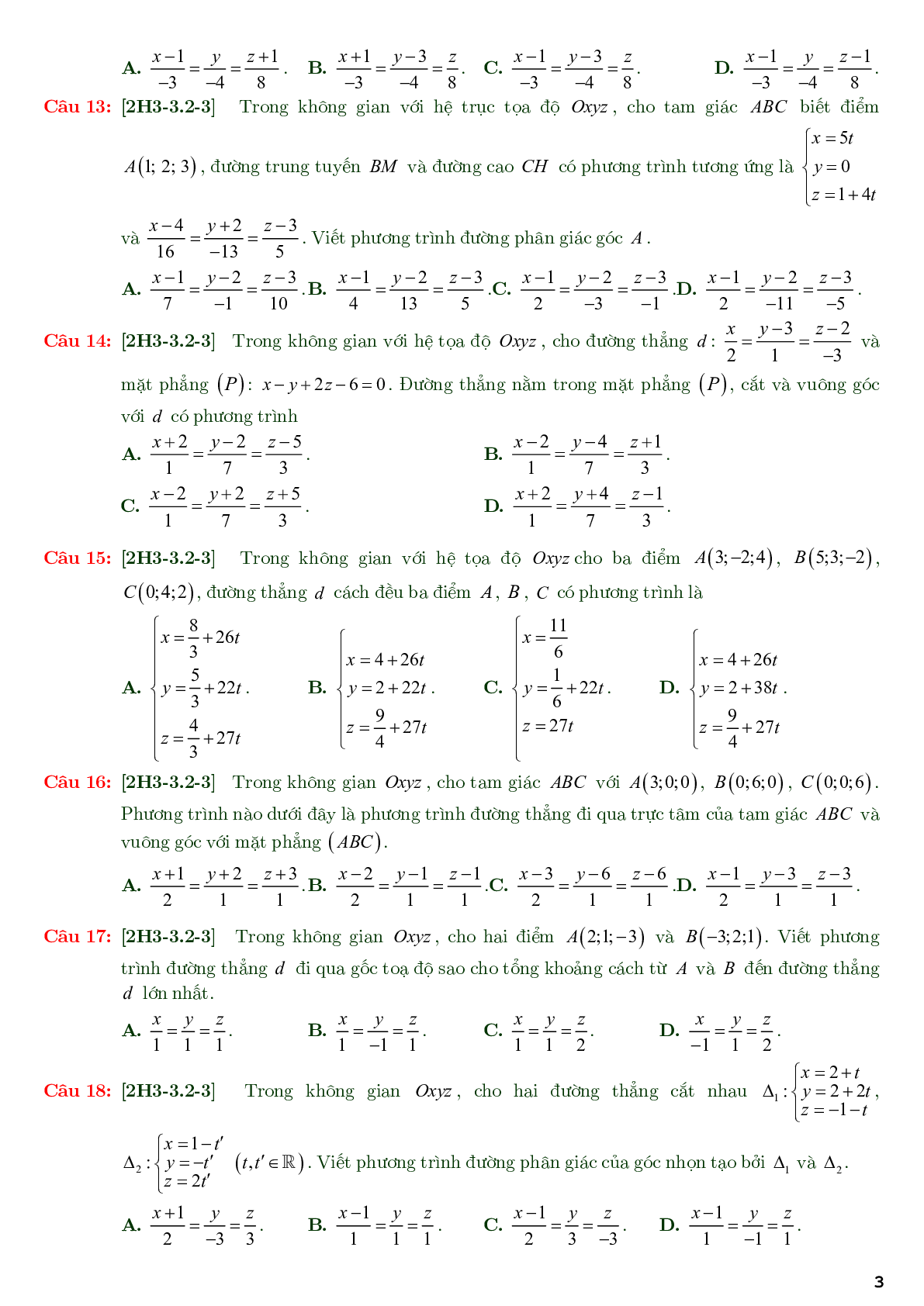 86 câu trắc nghiệm về phương trình đường thẳng nâng cao - có đáp án chi tiết (trang 3)