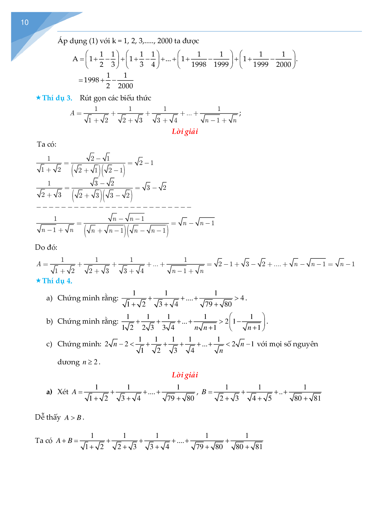 Rút gọn biểu thức chứa căn và bài toán liên quan (trang 10)