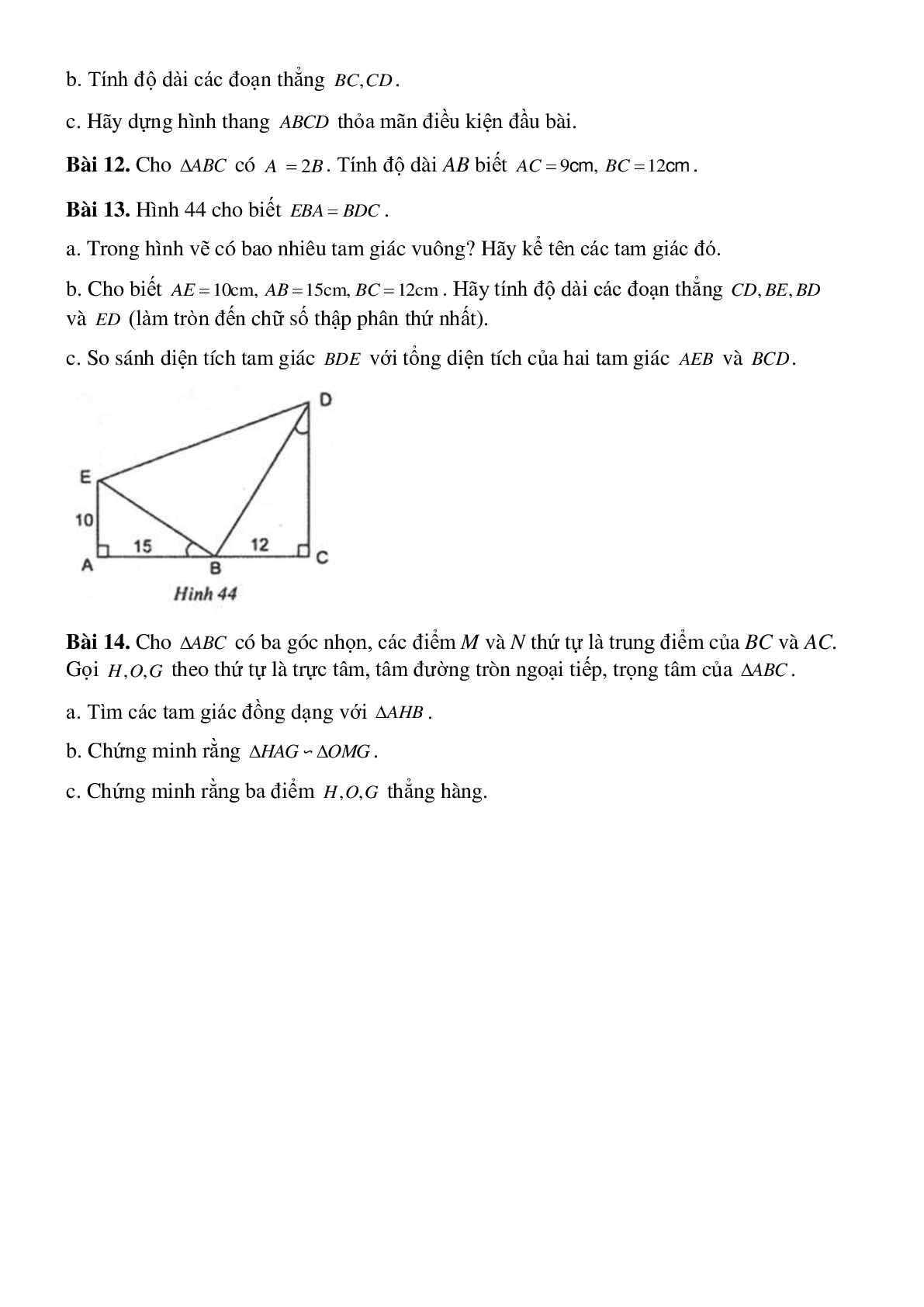 50 Bài tập Trường hợp đồng dạng thứ ba của tam giác (có đáp án)- Toán 8