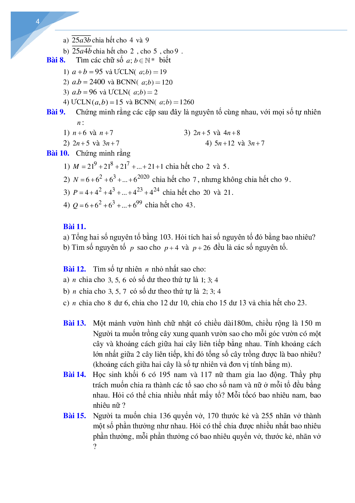 Đề cương ôn tập toán 6 học kì 1 - Có đáp án (trang 4)