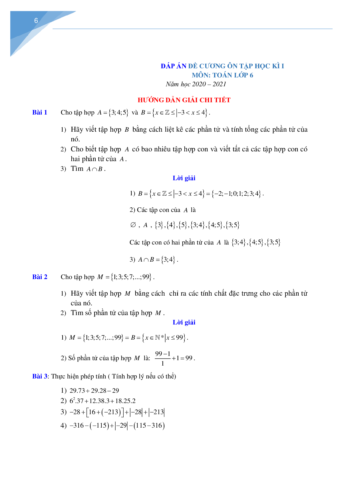 Đề cương ôn tập toán 6 học kì 1 - Có đáp án (trang 6)