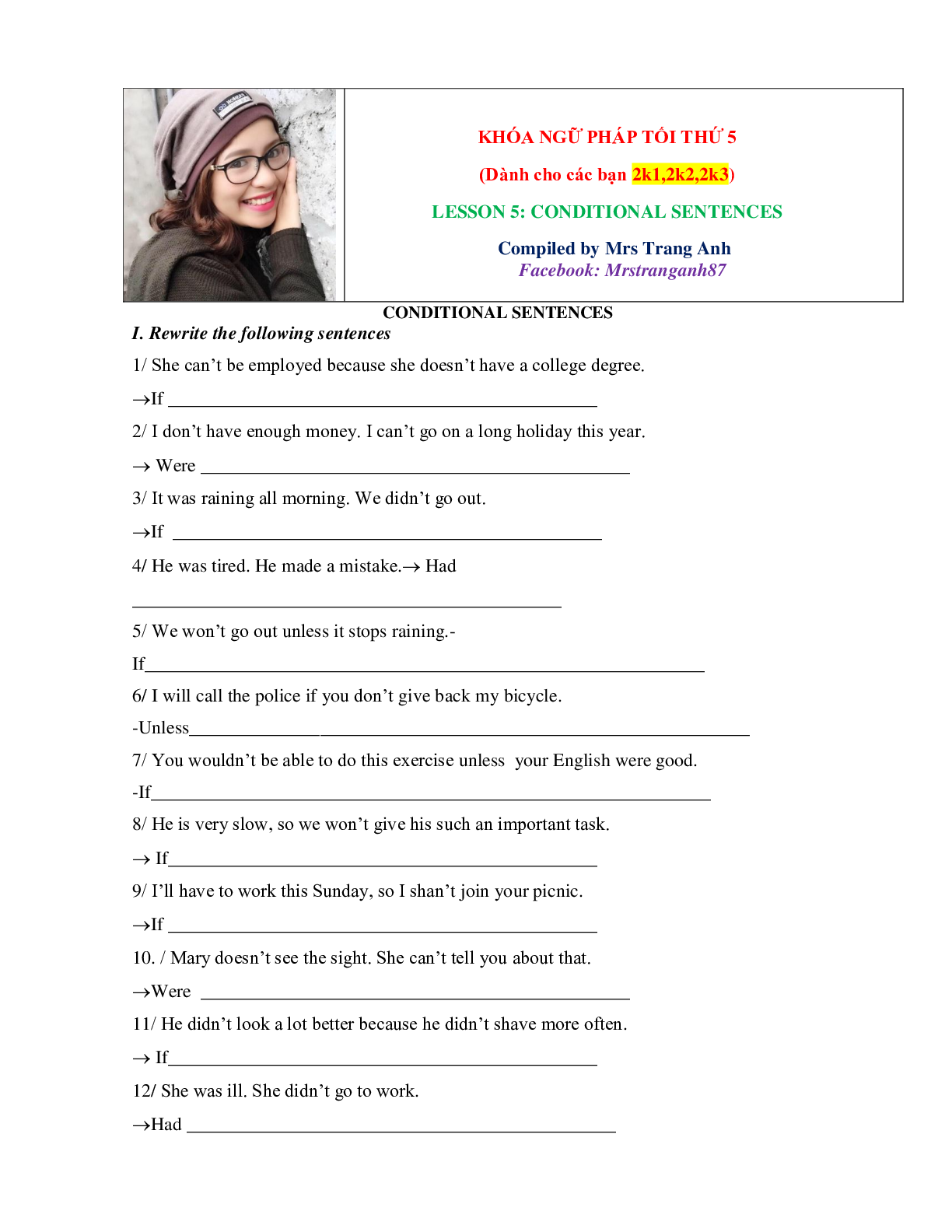 Chuyên đề: Câu điều kiện môn Tiếng Anh lớp 12 (trang 1)
