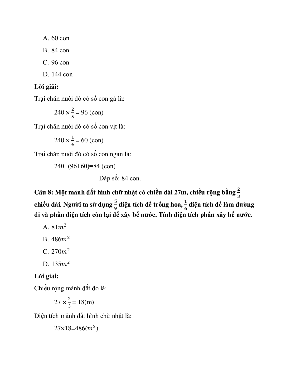 20 câu Trắc nghiệm Tìm giá trị phân số của một số có đáp án 2023 – Toán lớp 4 (trang 4)