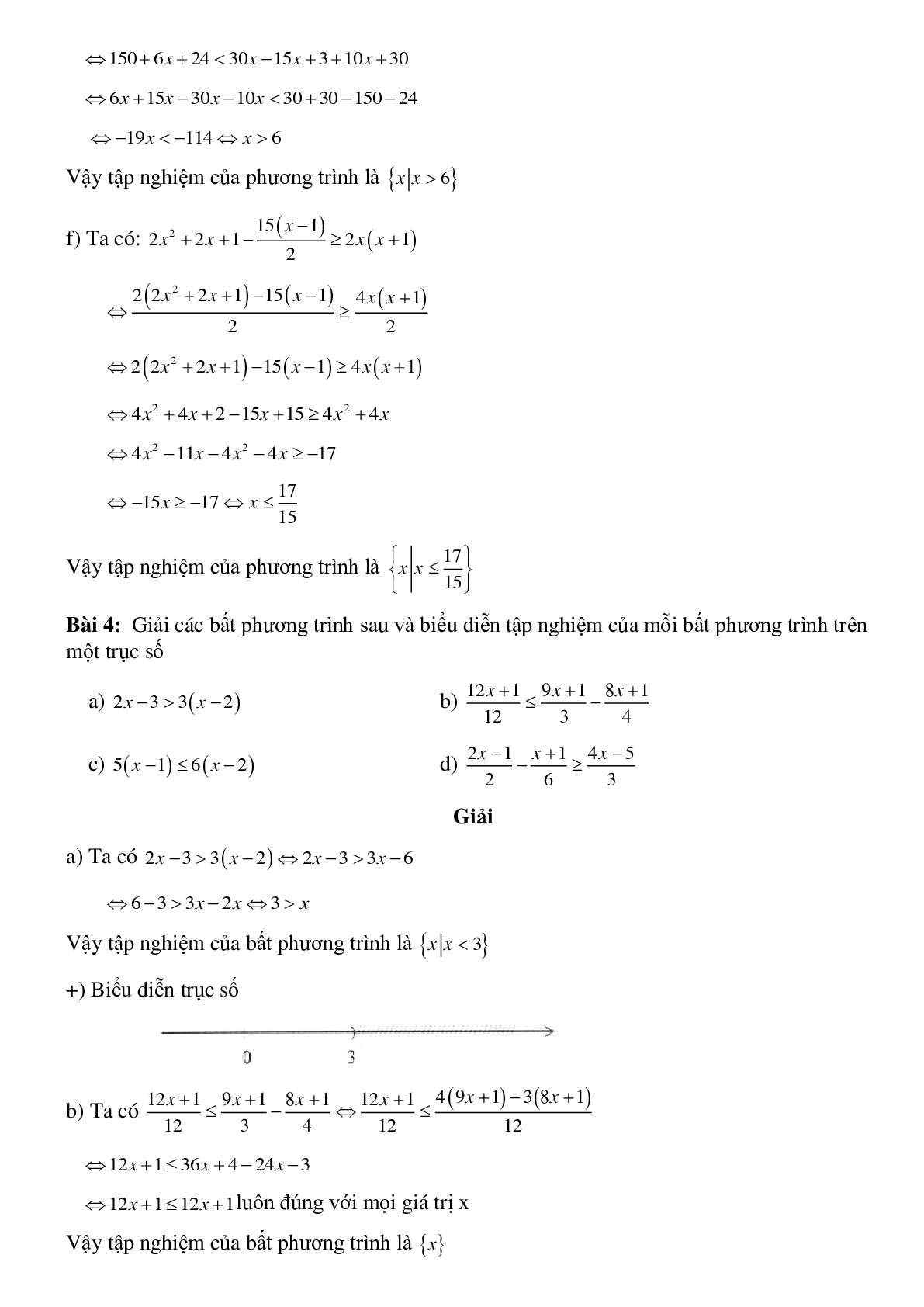 50 Bài tập Bất phương trình một ẩn (có đáp án)- Toán 8 (trang 4)