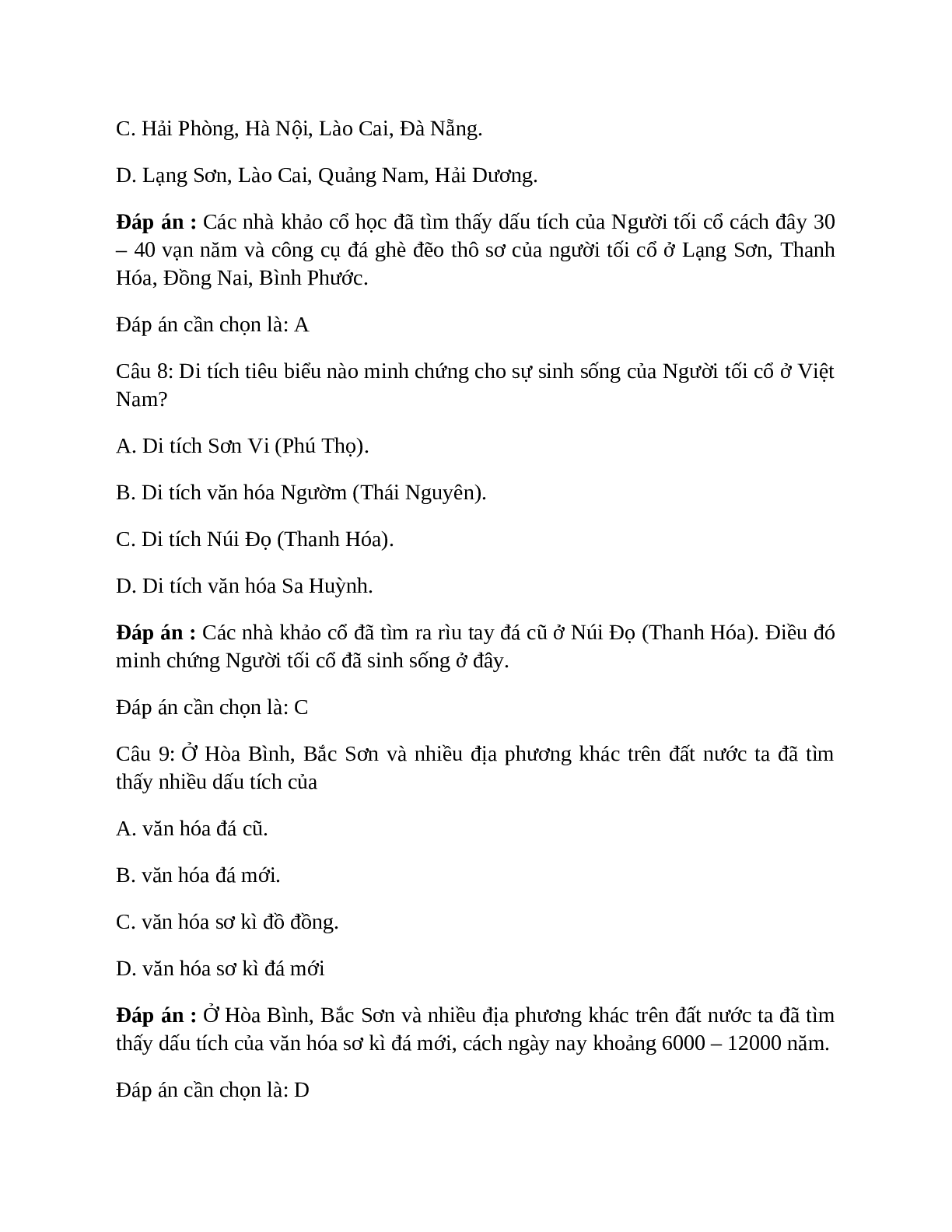 Lịch Sử 10 Bài 13 (Lý thuyết và trắc nghiệm): Việt Nam thời kì nguyên thủy (trang 9)