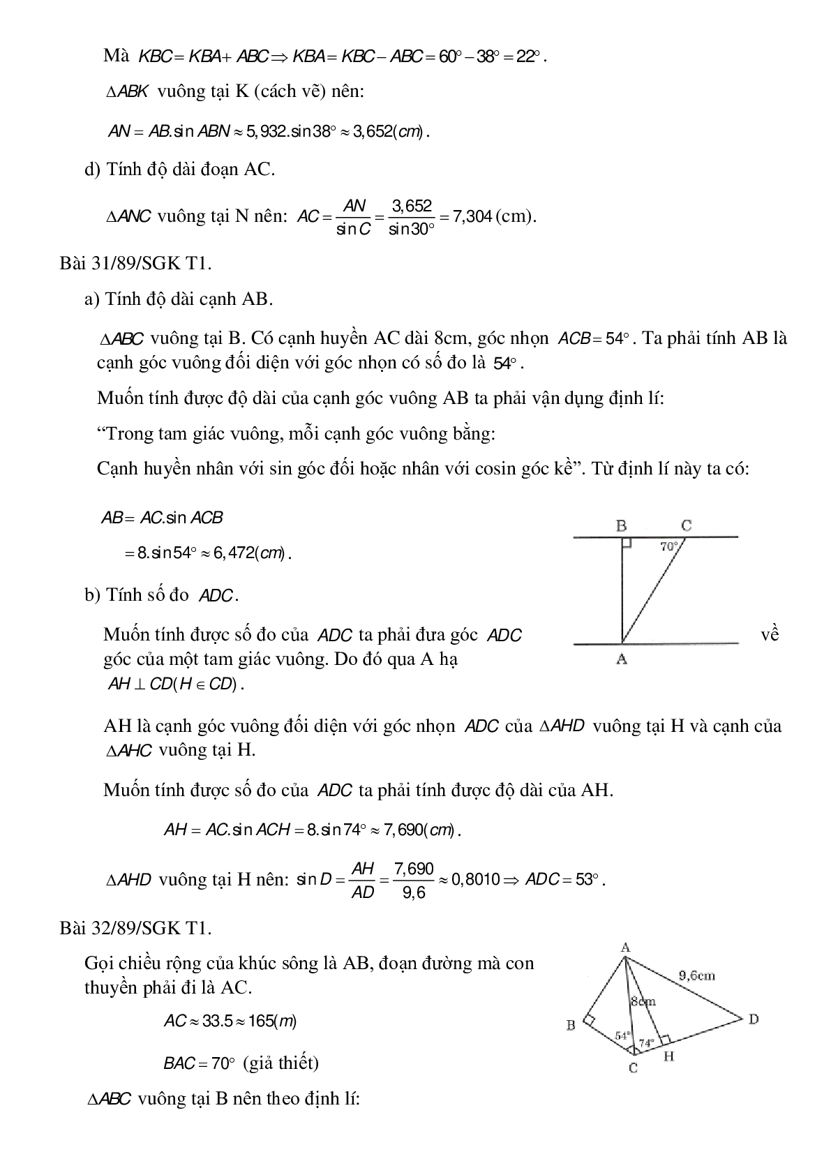 50 Bài tập Một số hệ thức về cạnh và góc trong tam giác vuông (có đáp án)- Toán 9 (trang 4)