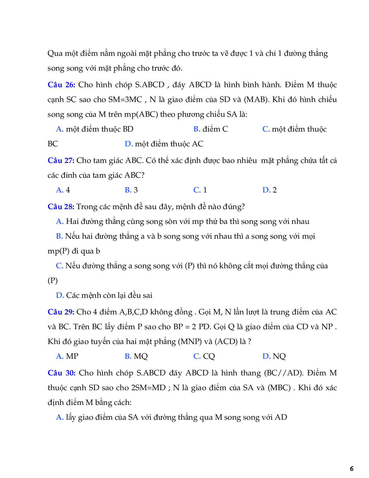 121 bài tập trắc nghiệm quan hệ song song (trang 6)
