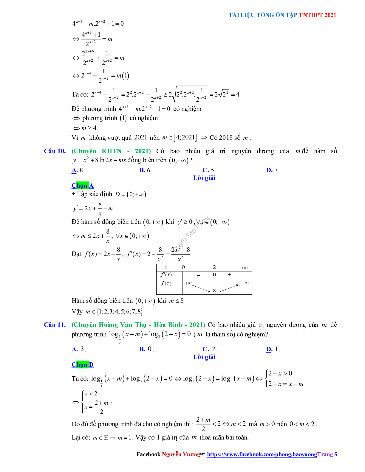 Trắc nghiệm Ôn thi THPT QG Toán 12: Đáp án mũ - lũy thừa - logarit mức độ vận dụng (trang 5)