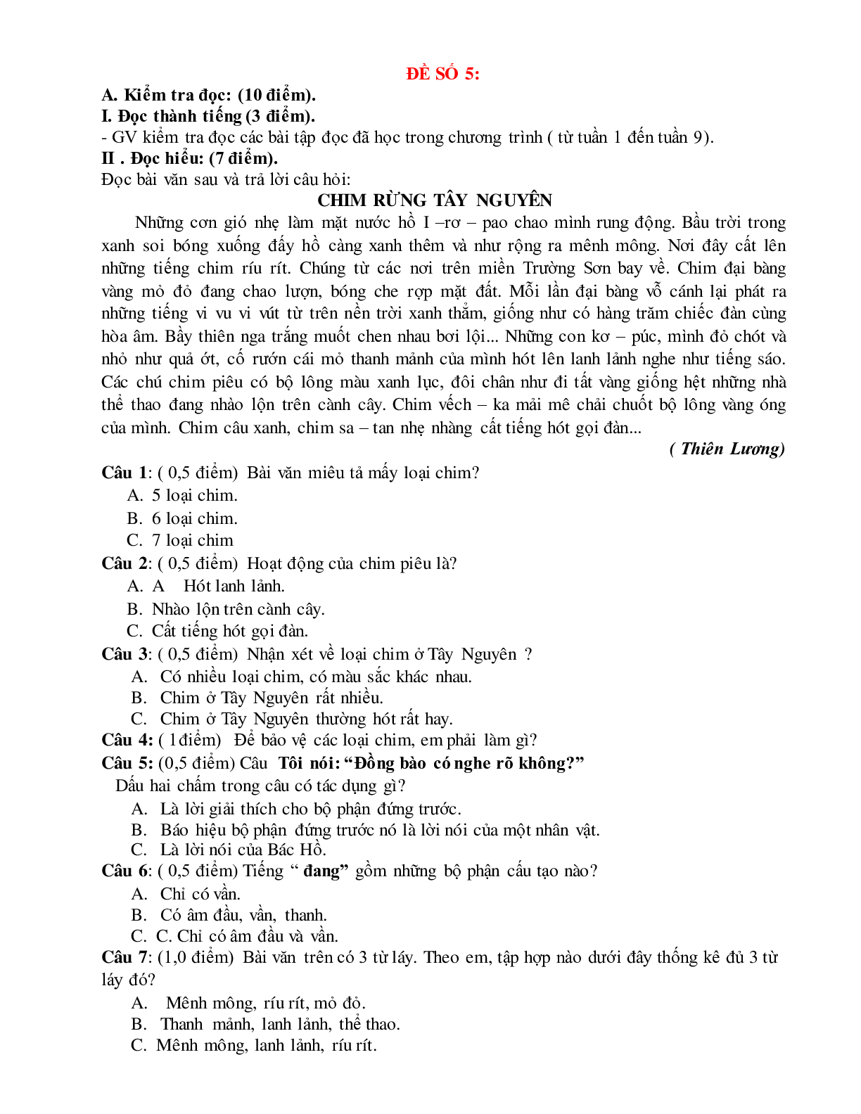 Đề thi Giữa học kì 1 Tiếng việt lớp 4 (10 đề) (trang 9)