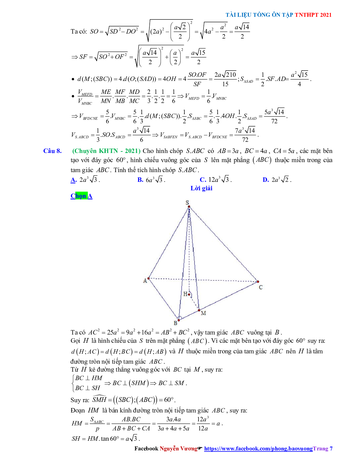 Trắc nghiệm Ôn thi THPT QG Toán 12: Đáp án khối đa diện - thể tích khối đa diện mức độ vận dụng cao (trang 7)