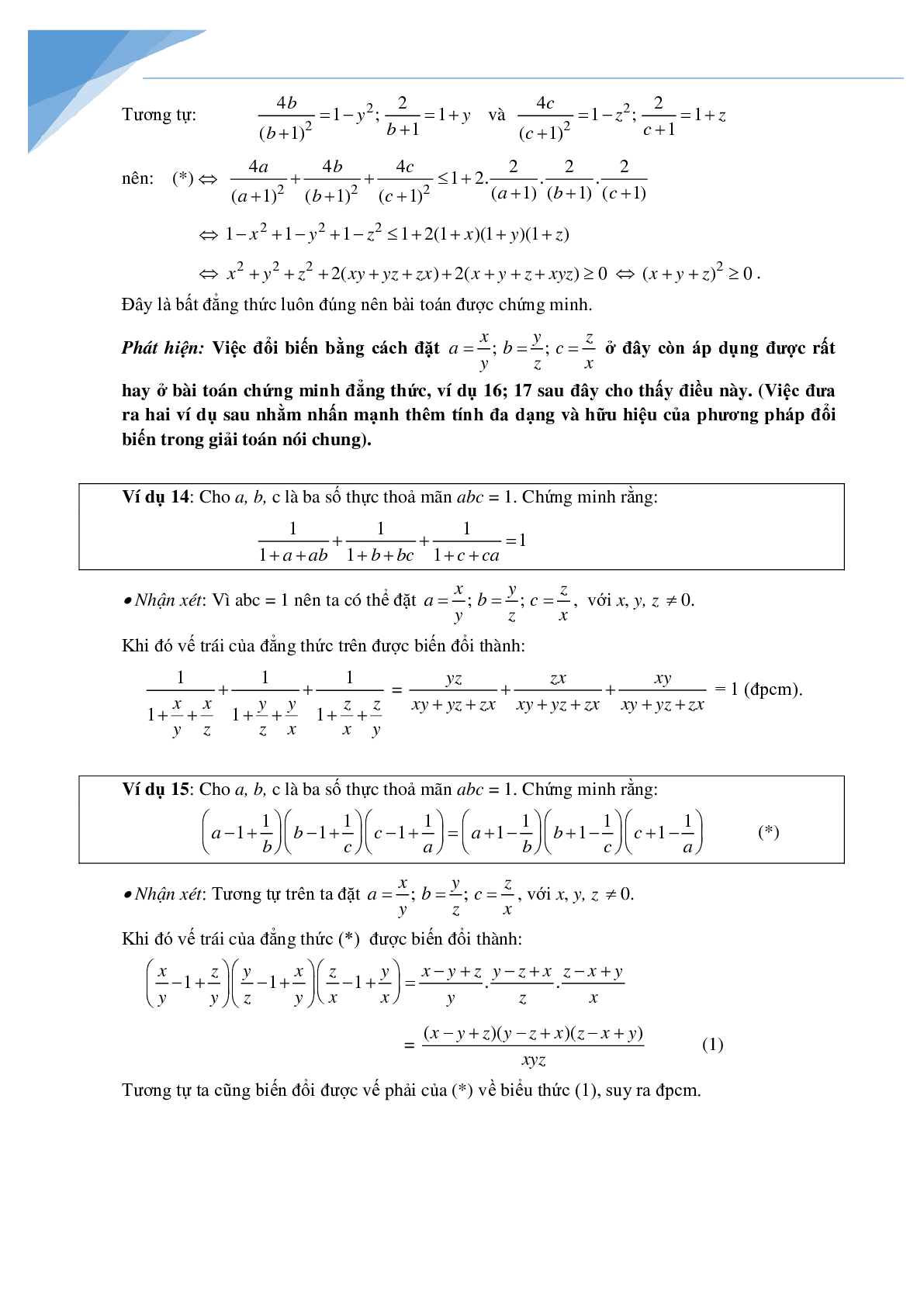 Phương pháp đổi biến trong chứng minh bất đẳng thức (trang 5)