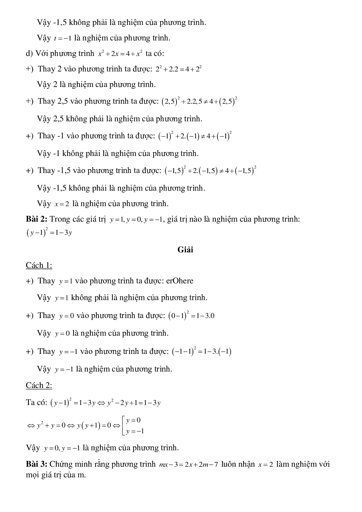 Lý thuyết và bài tập về Mở đầu về phương trình đại số toán 8 có lời giải (trang 3)