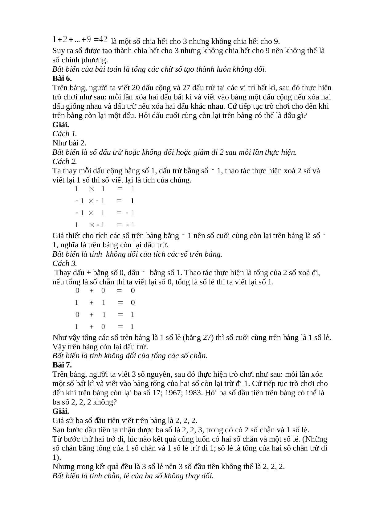 Bất biến trong các bài toán tổ hợp - Toán 11 (trang 3)