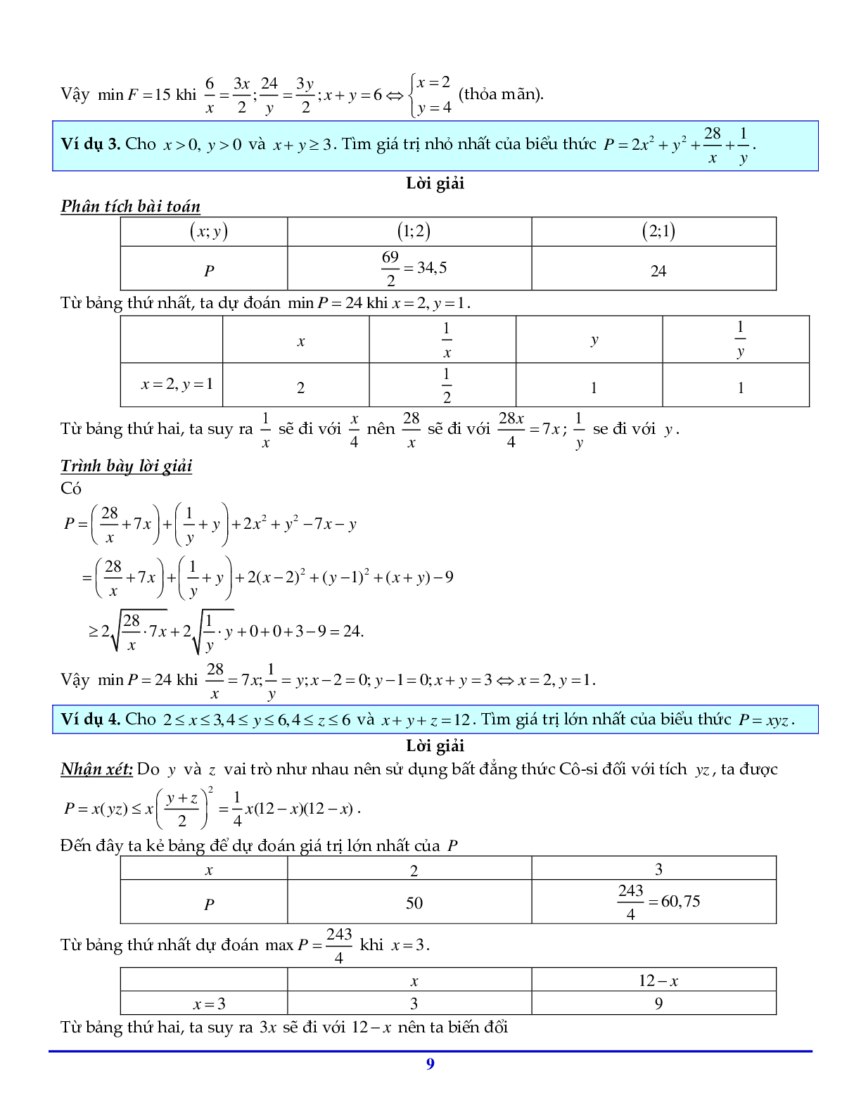 Chuyên đề bất đẳng thức côsi bồi dưỡng học sinh giỏi toán THCS (trang 9)