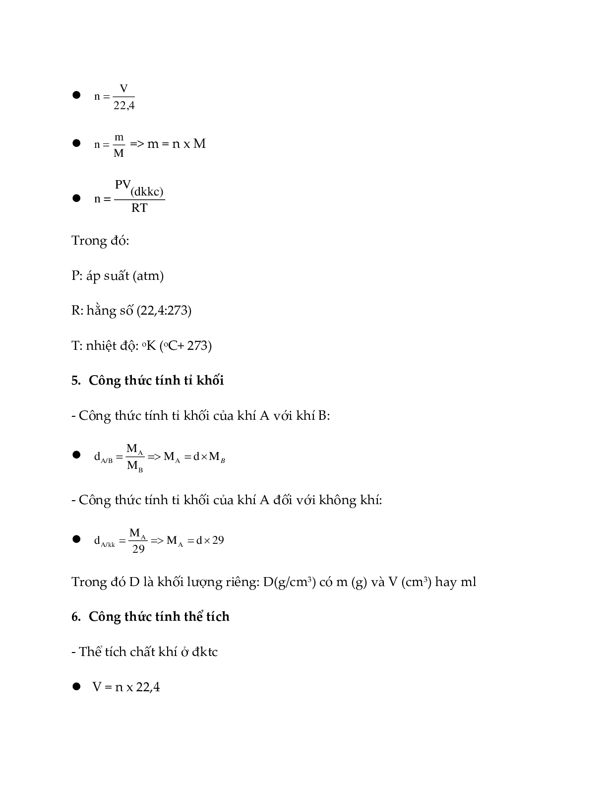 Lý thuyết, bài tập về các công thức hóa học 8 chi tiết, chọn lọc (trang 2)