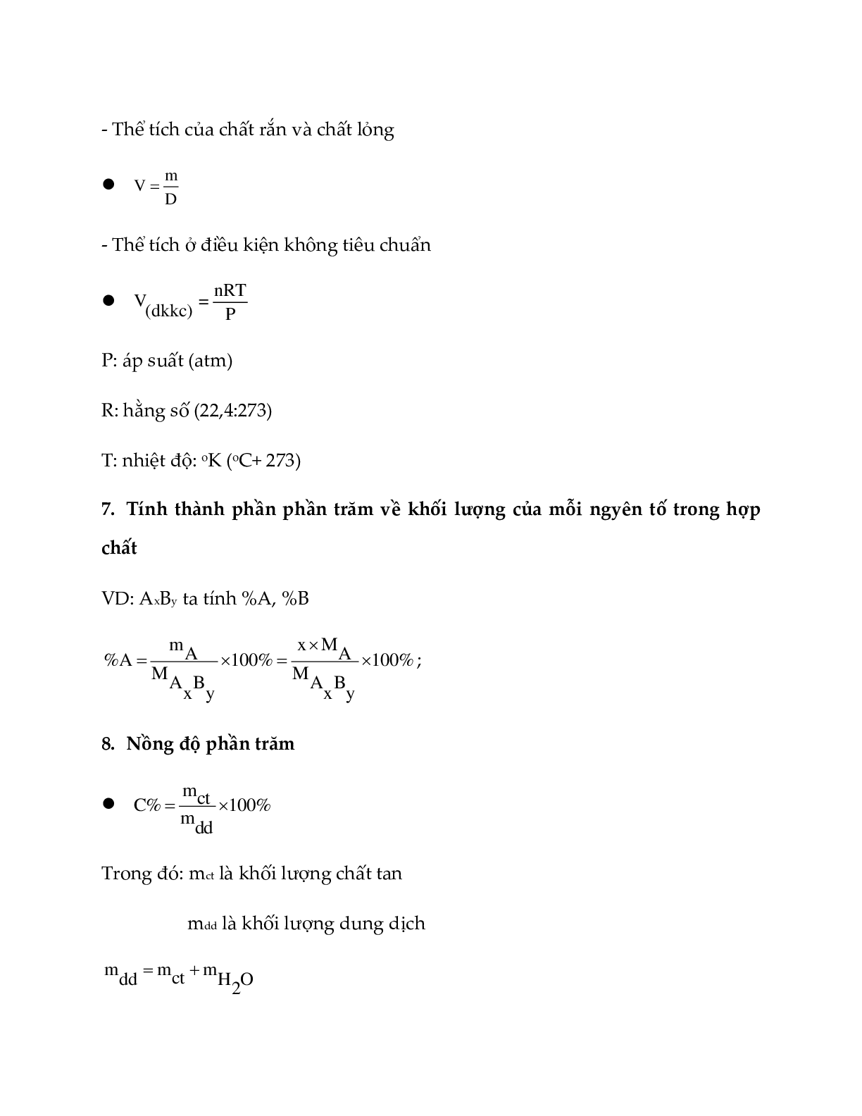 Lý thuyết, bài tập về các công thức hóa học 8 chi tiết, chọn lọc (trang 3)