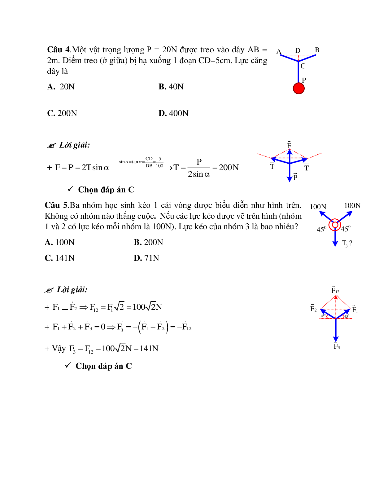 Phương pháp giải và bài tập về Xác định lực tổng hợp tác dụng lên vật (trang 10)