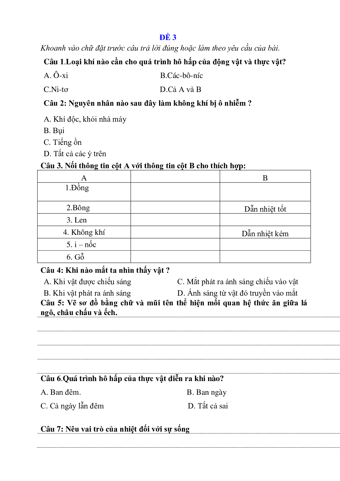 Bộ 5 Đề kiểm tra cuối kỳ 2 môn Khoa học lớp 4 có đáp án (trang 7)