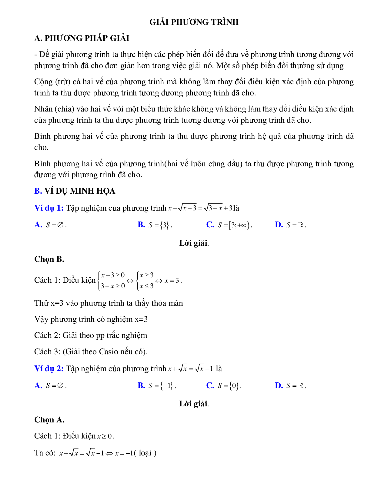 Giải phương trình (trang 1)