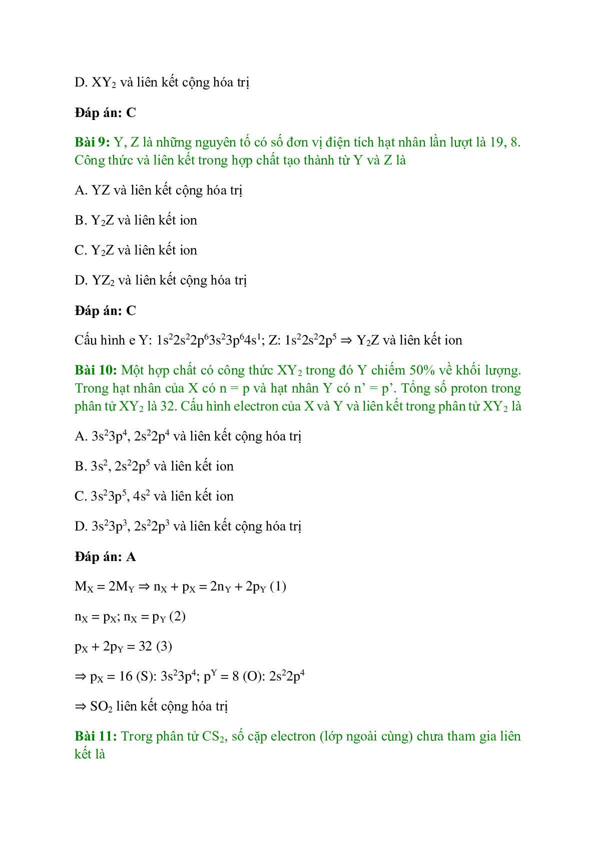 Trắc nghiệm Luyện tập: Liên kết hóa học có đáp án - Hóa học 10 (trang 4)