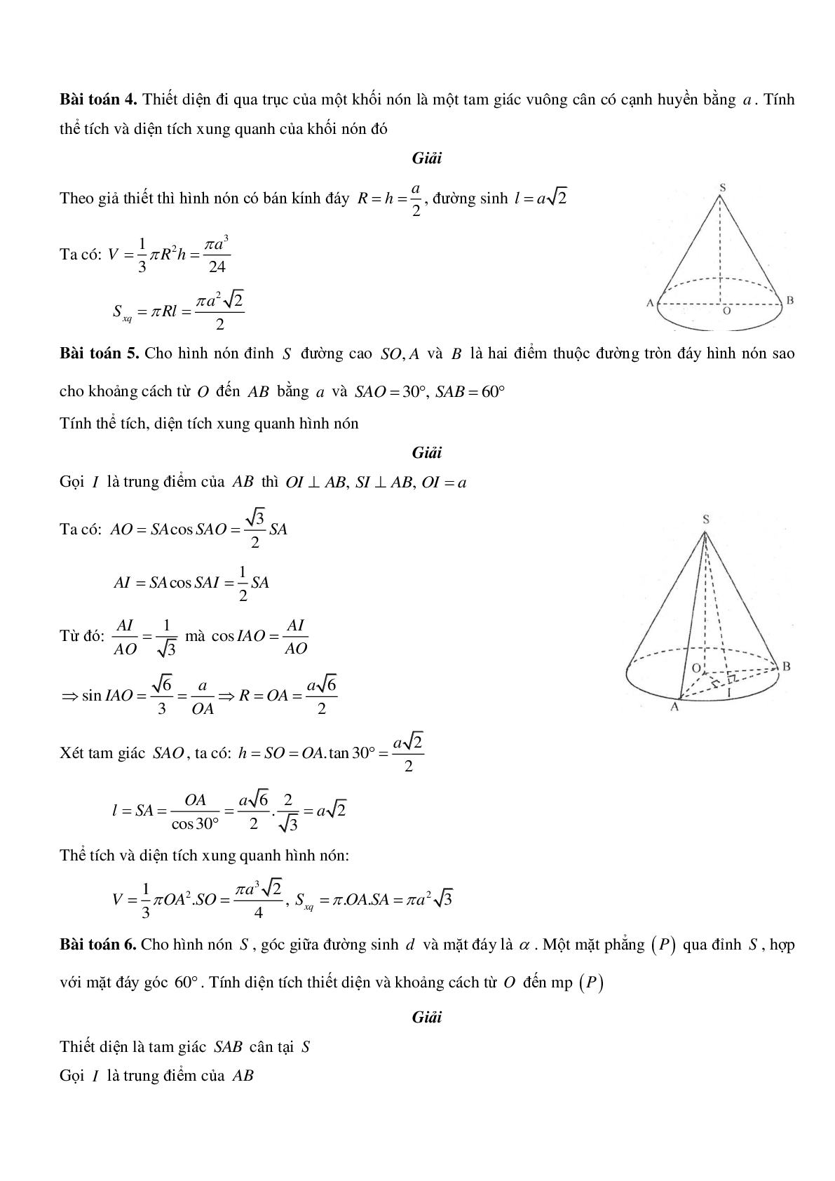 Mặt nón - Hình nón - Khối nón - Ôn thi THPT QG môn toán (trang 3)
