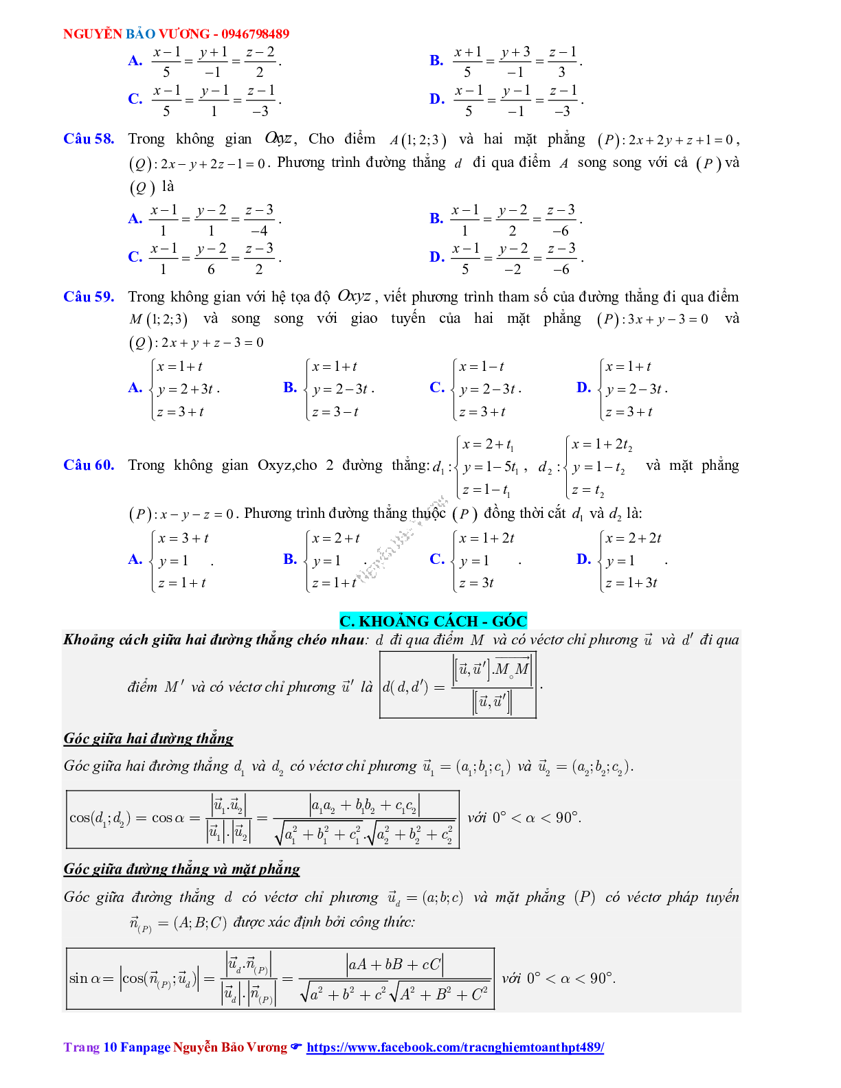 Phương pháp giải về Phương trình đường thẳng 2023 (lý thuyết và bài tập) (trang 10)