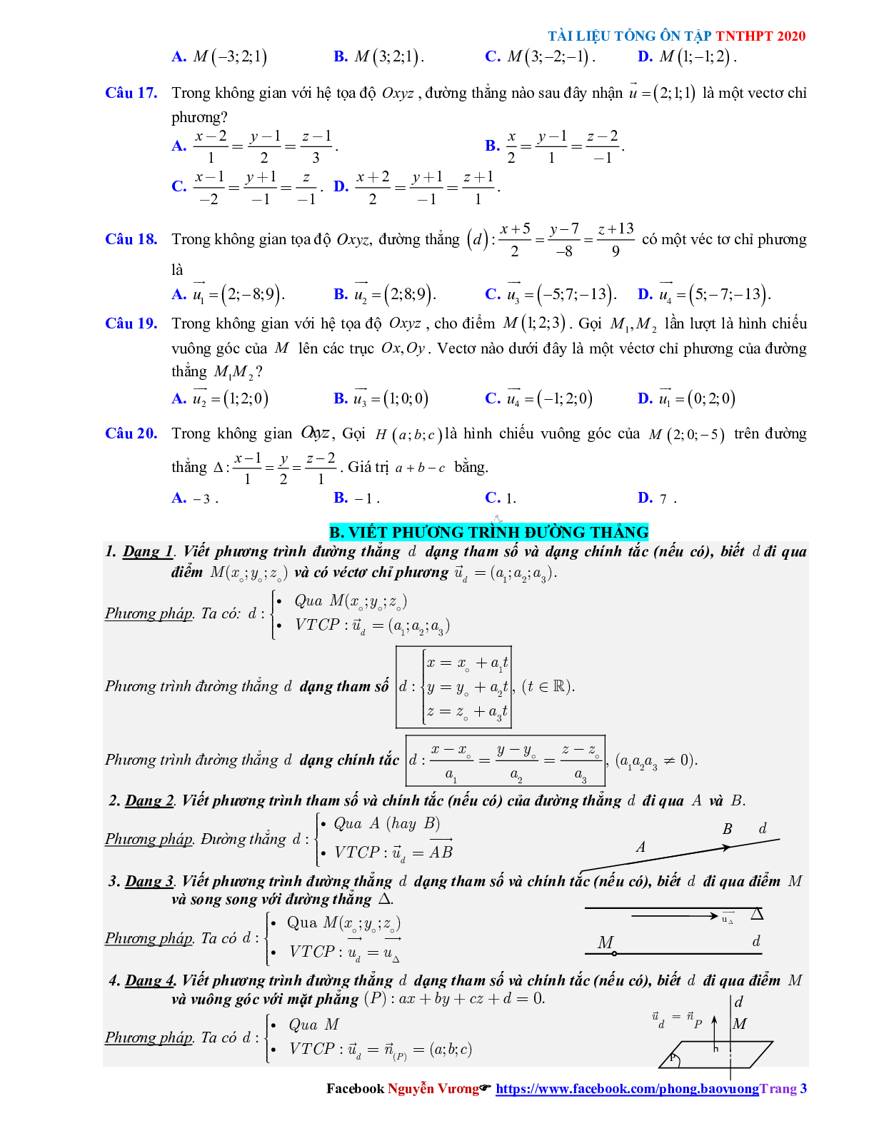 Phương pháp giải về Phương trình đường thẳng 2023 (lý thuyết và bài tập) (trang 3)