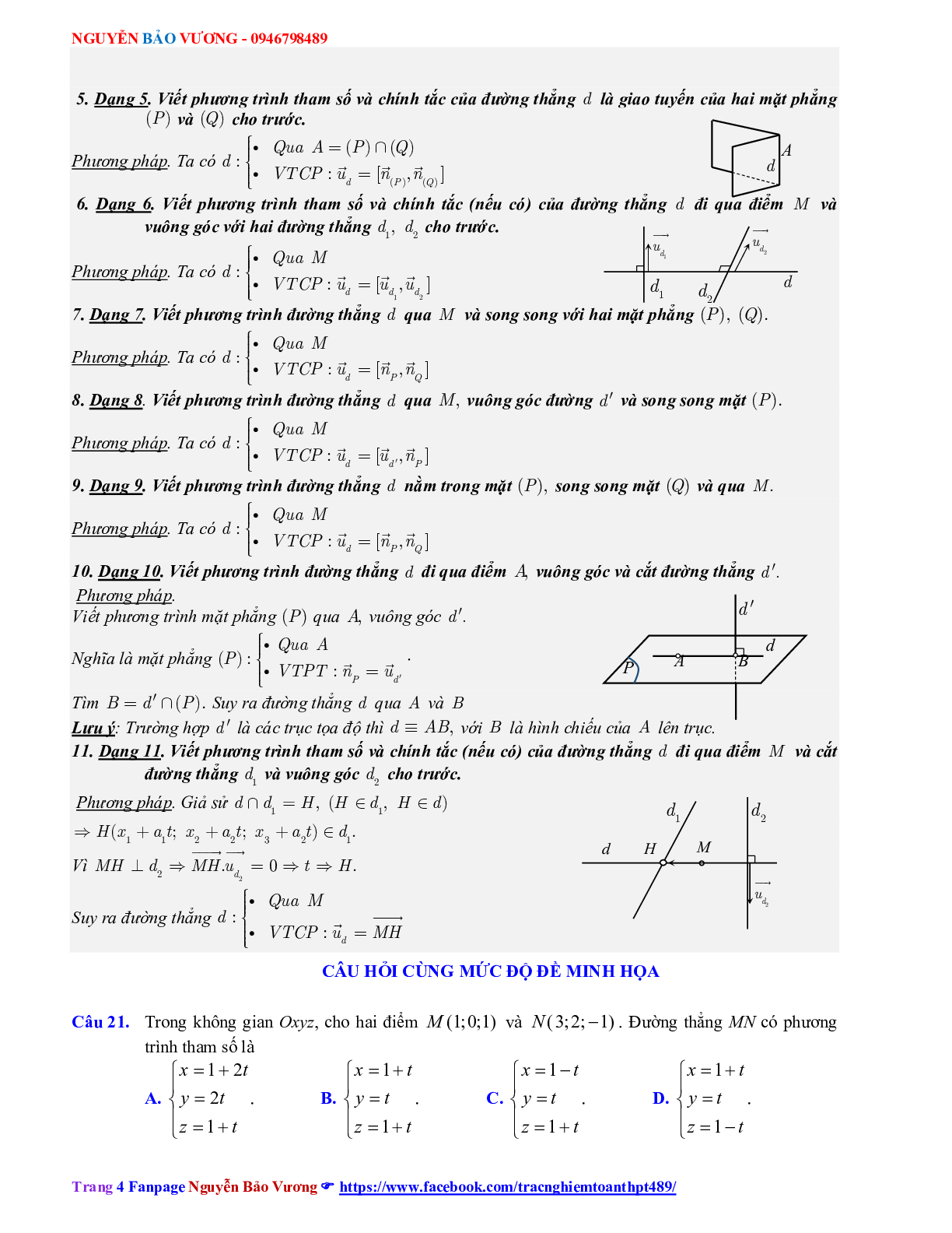 Phương pháp giải về Phương trình đường thẳng 2023 (lý thuyết và bài tập) (trang 4)