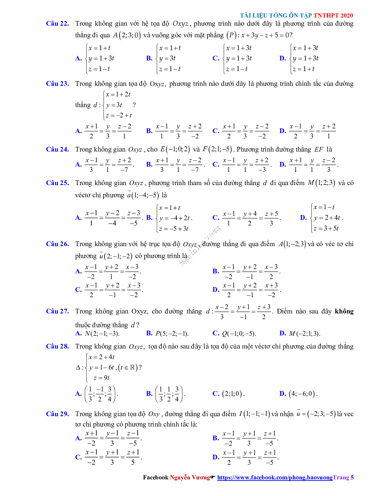 Phương pháp giải về Phương trình đường thẳng 2023 (lý thuyết và bài tập) (trang 5)