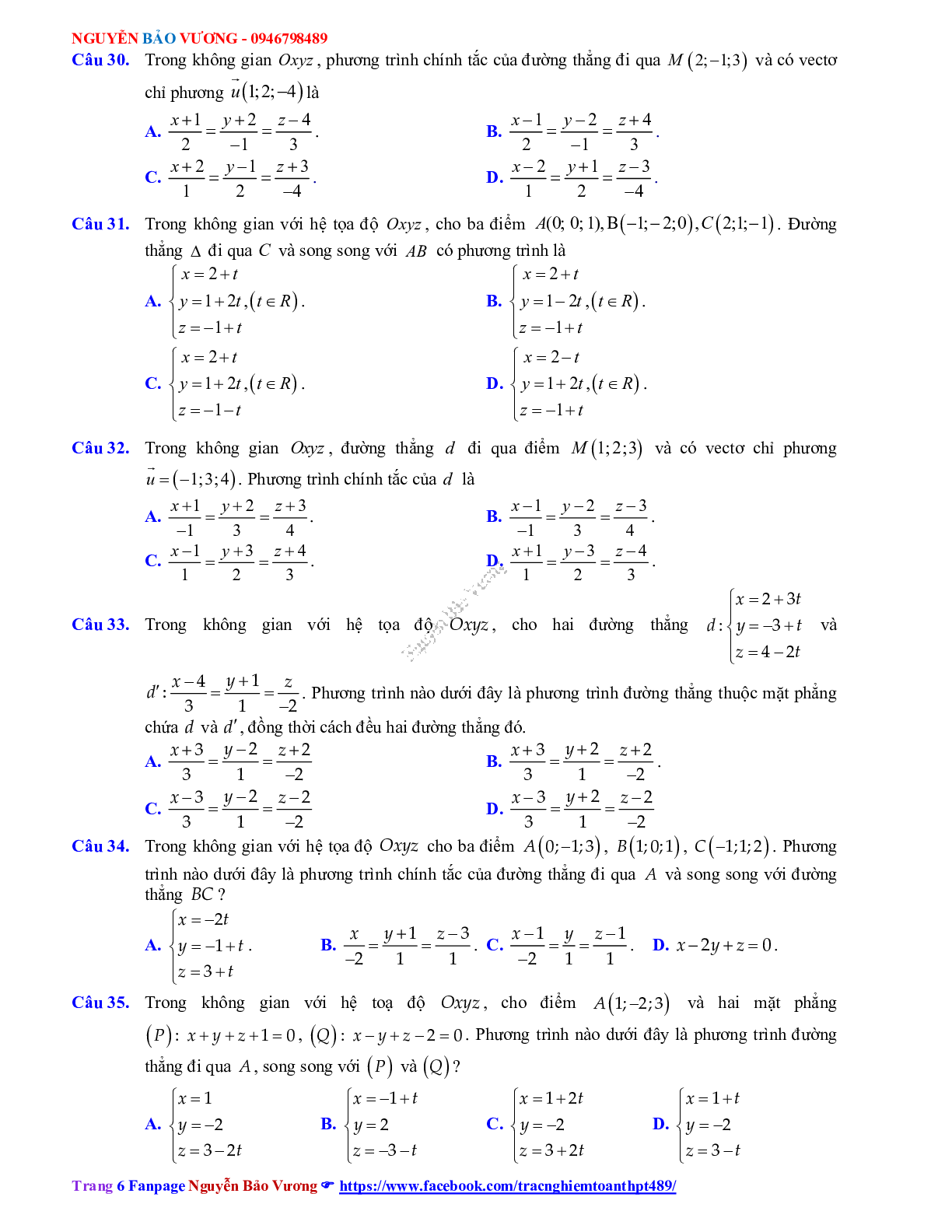 Phương pháp giải về Phương trình đường thẳng 2023 (lý thuyết và bài tập) (trang 6)