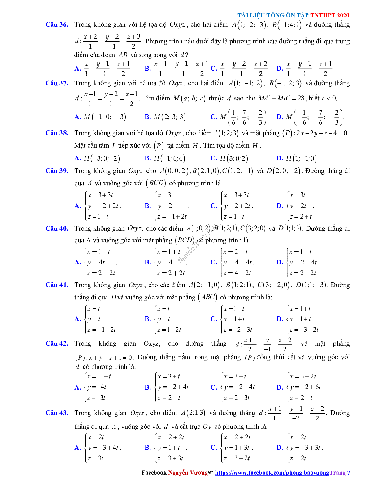 Phương pháp giải về Phương trình đường thẳng 2023 (lý thuyết và bài tập) (trang 7)