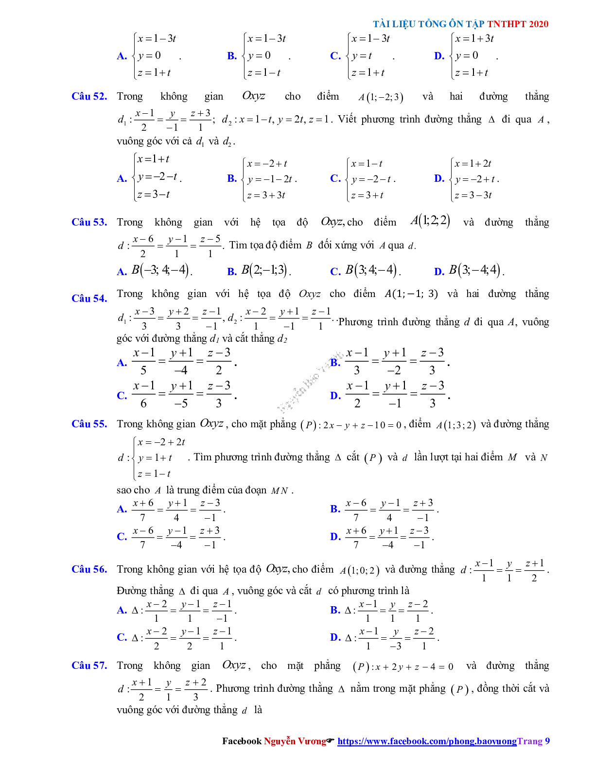 Phương pháp giải về Phương trình đường thẳng 2023 (lý thuyết và bài tập) (trang 9)