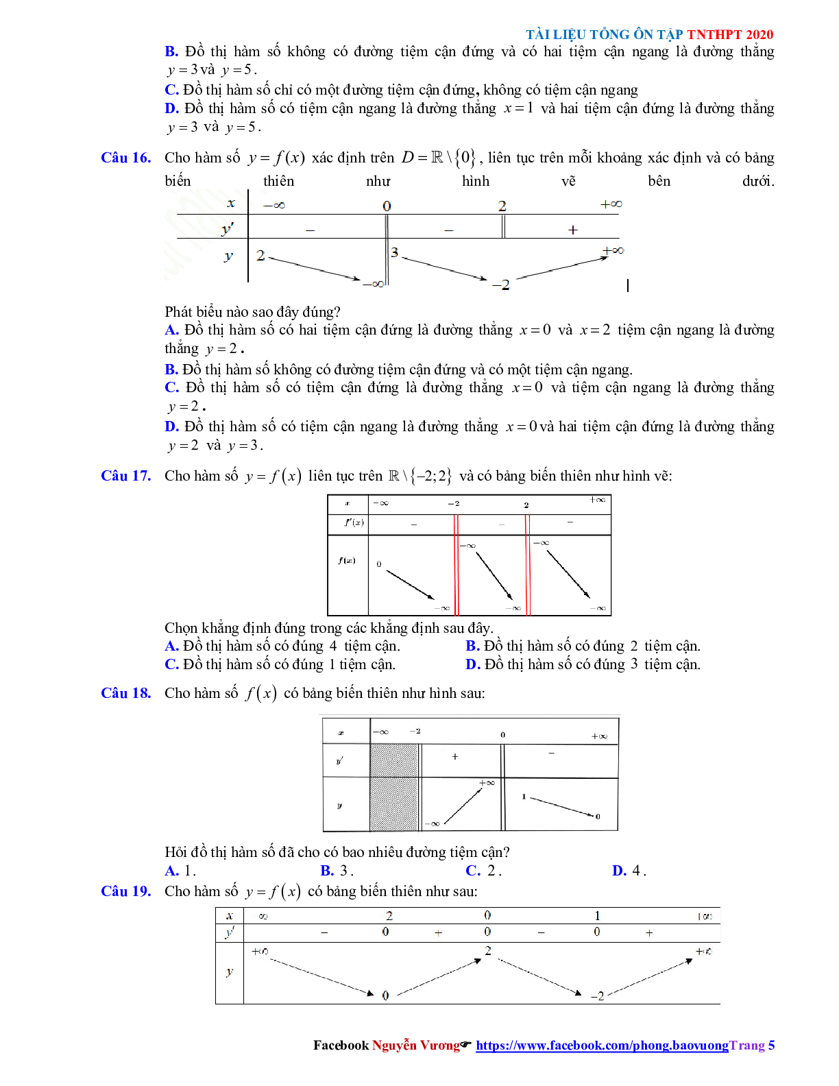 Phương pháp giải Tiệm cận của đồ thị hàm số 2023 (lý thuyết và bài tập) (trang 5)