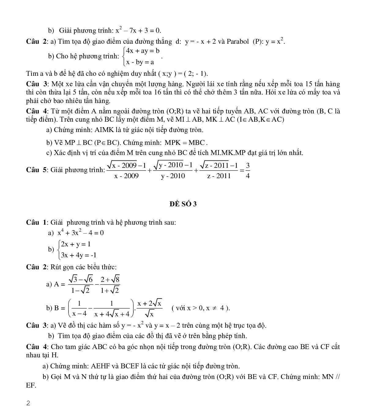 Tuyển tập đề thi toán vào 10 (trang 2)