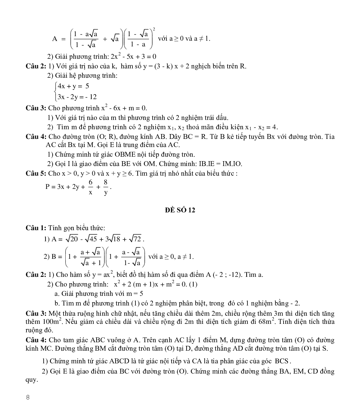 Tuyển tập đề thi toán vào 10 (trang 8)