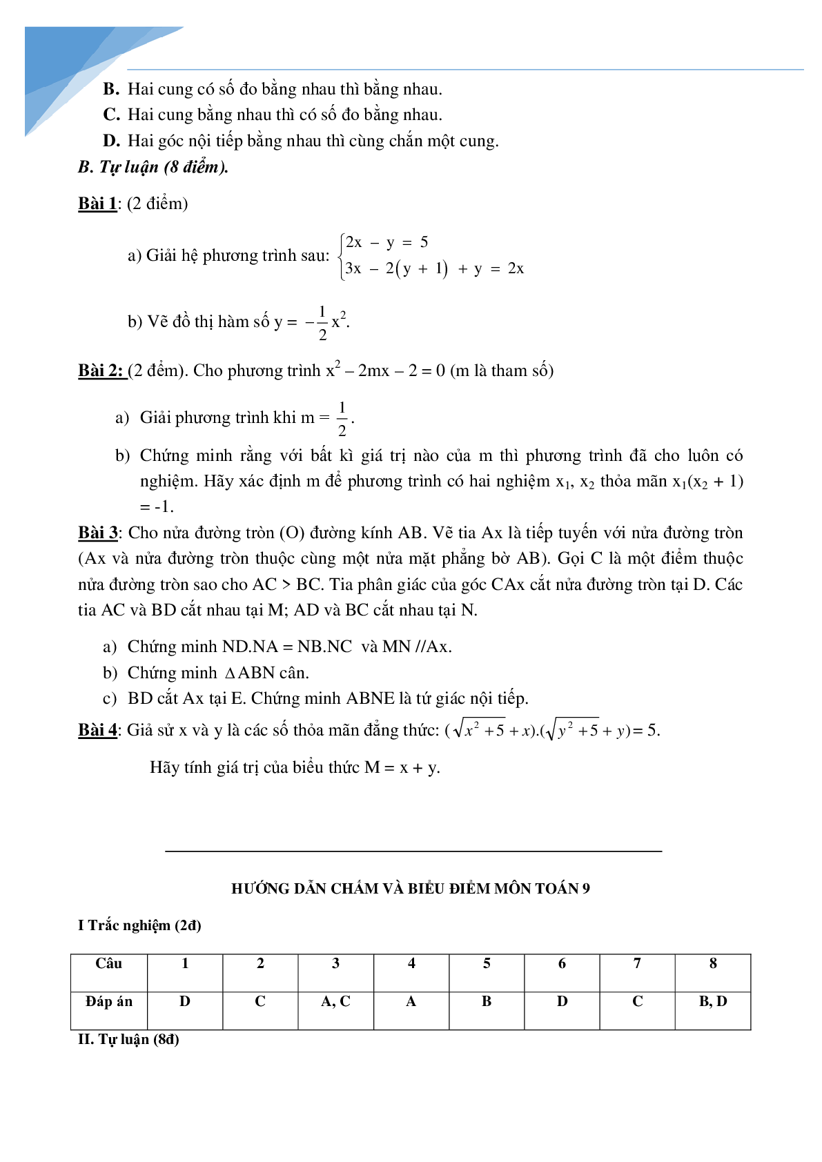 Bộ đề thi giữa kì 2 môn toán lớp 9 (trang 2)