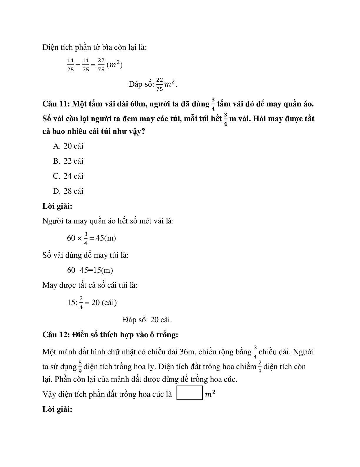 20 câu Trắc nghiệm Ôn tập phân số có đáp án có đáp án 2023 – Toán lớp 4 (trang 8)
