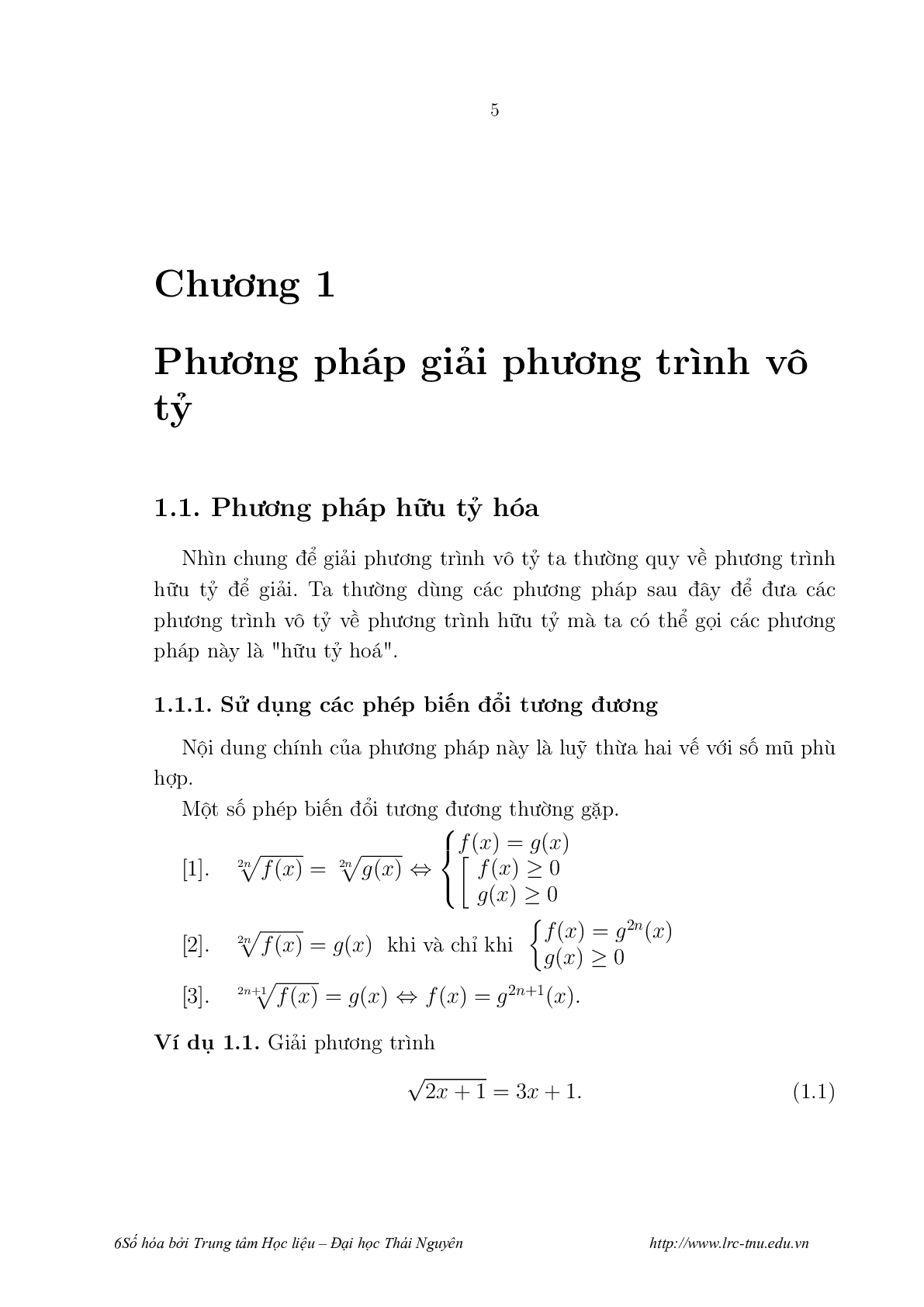 Một số phương pháp giải phương trình vô tỷ (trang 6)