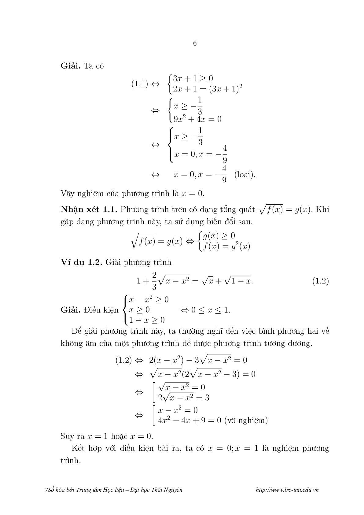 Một số phương pháp giải phương trình vô tỷ (trang 7)