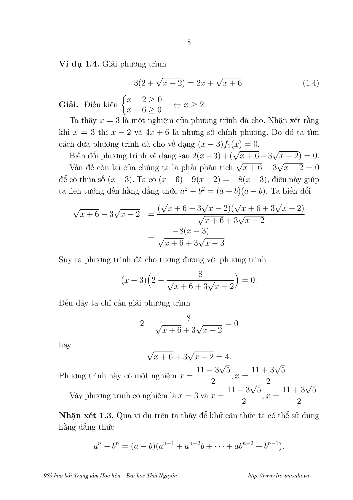 Một số phương pháp giải phương trình vô tỷ (trang 9)