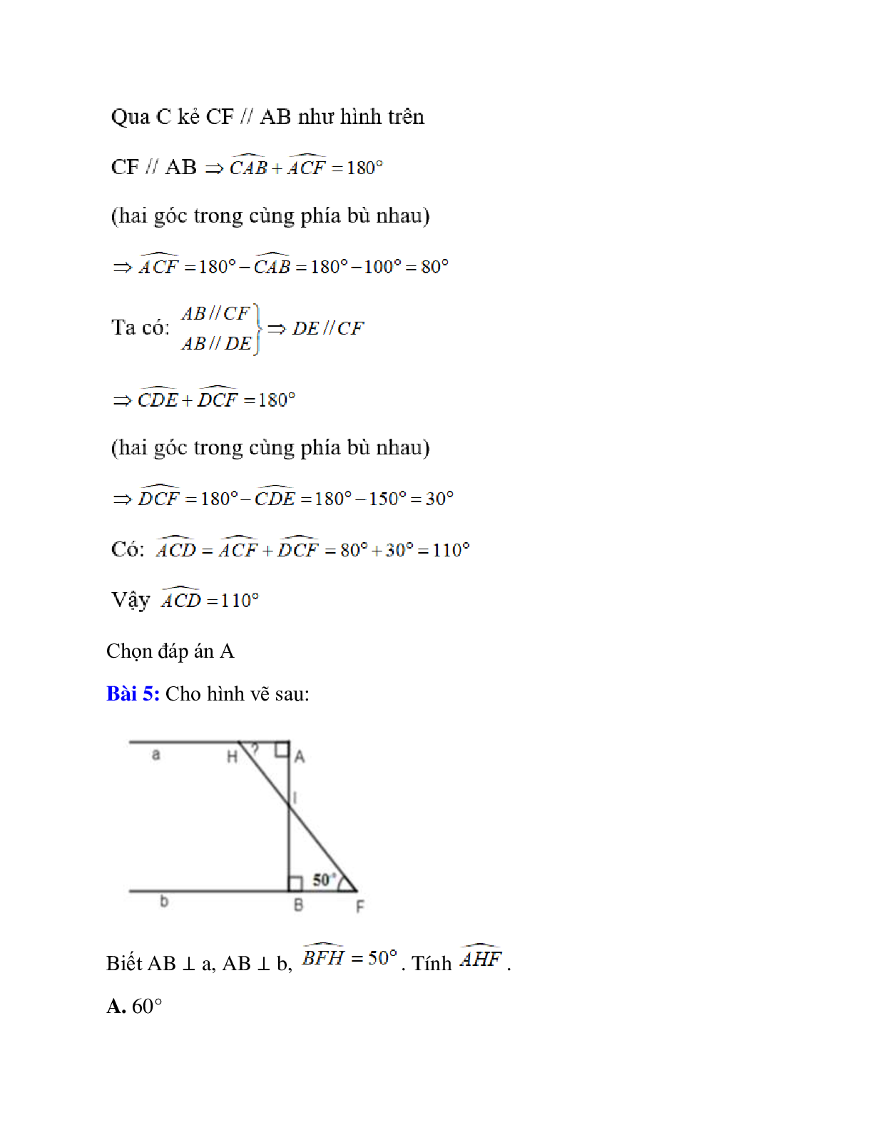 Trắc nghiệm Từ vuông góc đến song song có đáp án – Toán lớp 7 (trang 5)